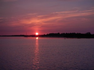 Sonnenuntergang auf Sabbinge Plaat.